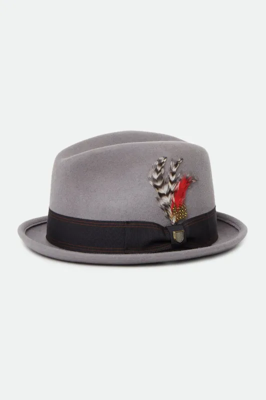 Gain Fedora - Grey/Washed Black sold by Brixton