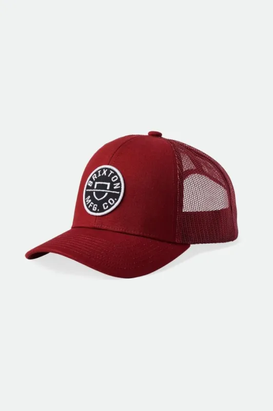 Crest Netplus MP Trucker Hat - Burgundy/Burgundy sold by Brixton