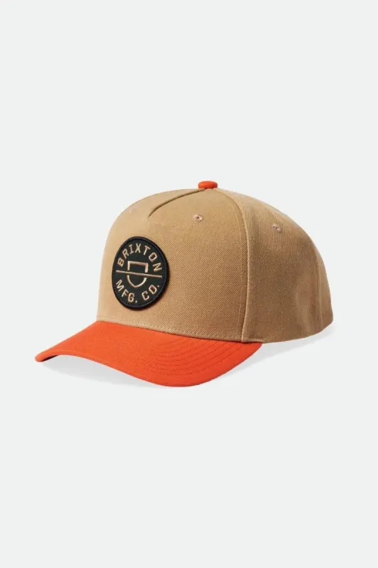 Crest MP Snapback - Sand/Burnt Red sold by Brixton