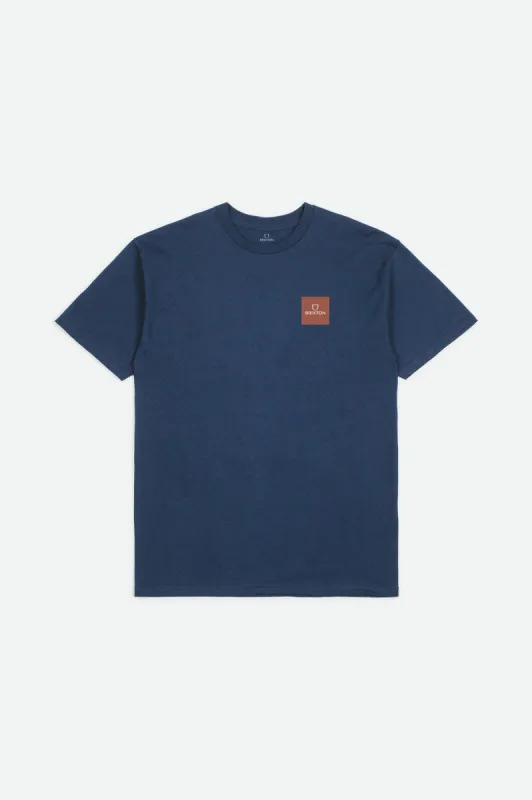 Alpha Square S/S Standard Tee - Midnight Navy/Abstract sold by Brixton