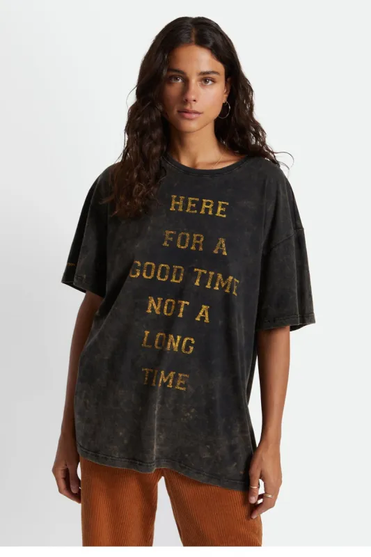 Goodtime Women's S/S Oversized Tee - Black/Washed Black Cloud Wash sold by Brixton