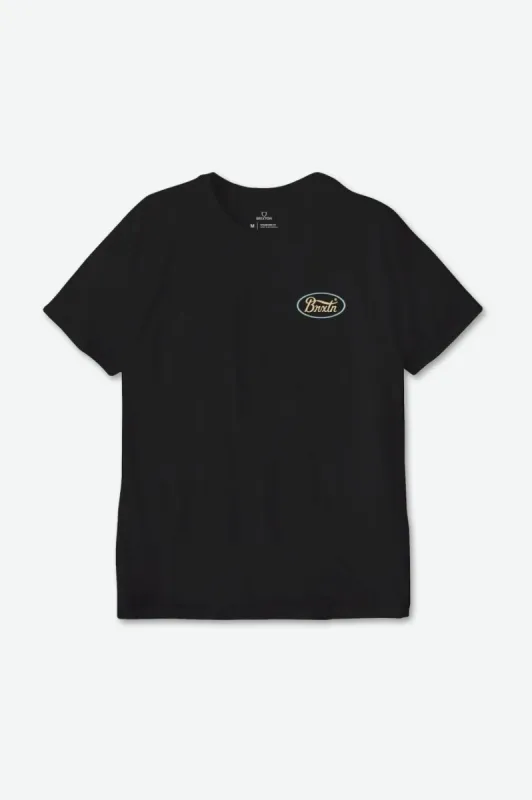 Parsons S/S Tailored Tee - Black/Straw sold by Brixton