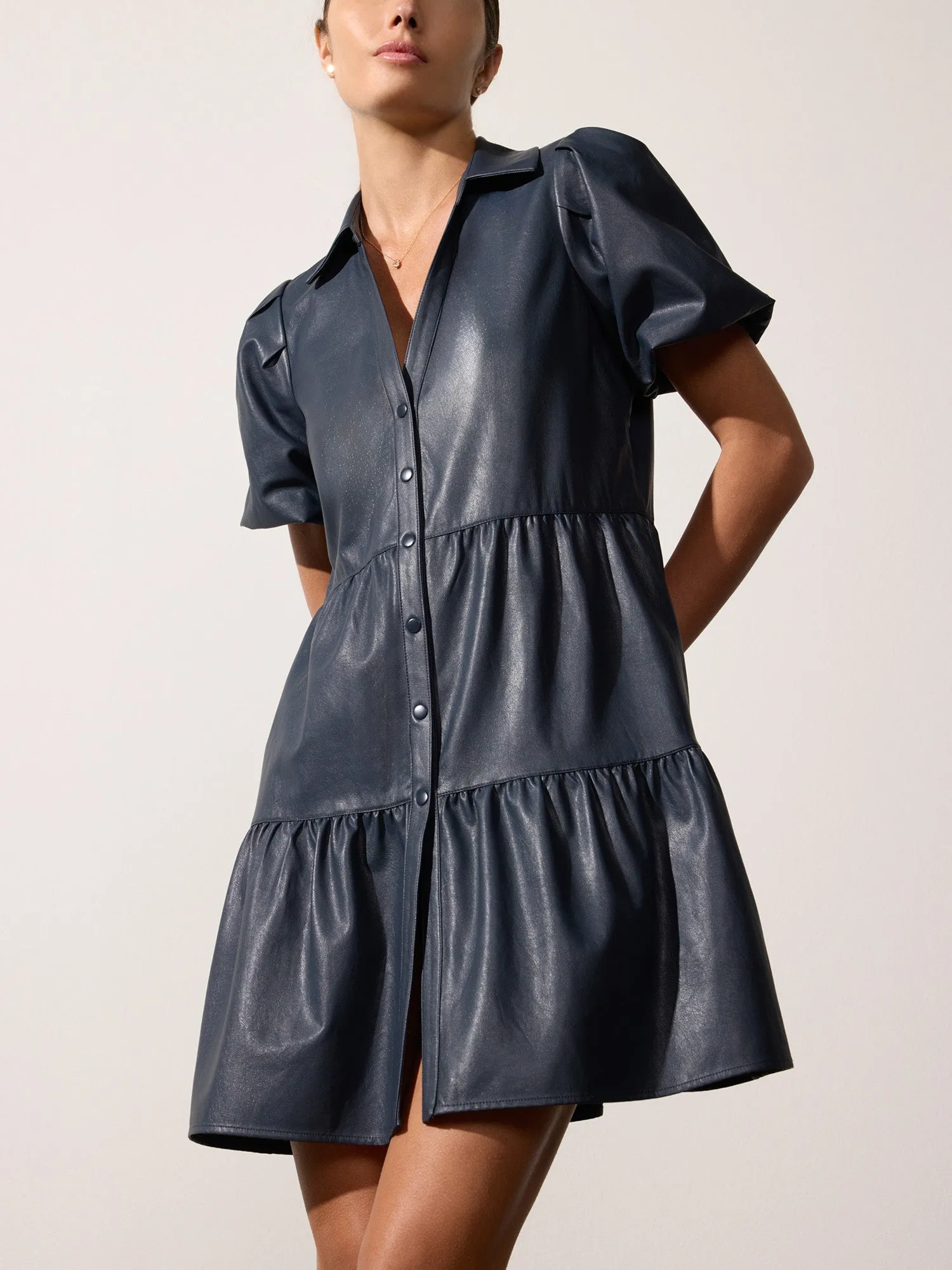 The Havana Vegan Leather Mini Dress sold by Brochu Walker