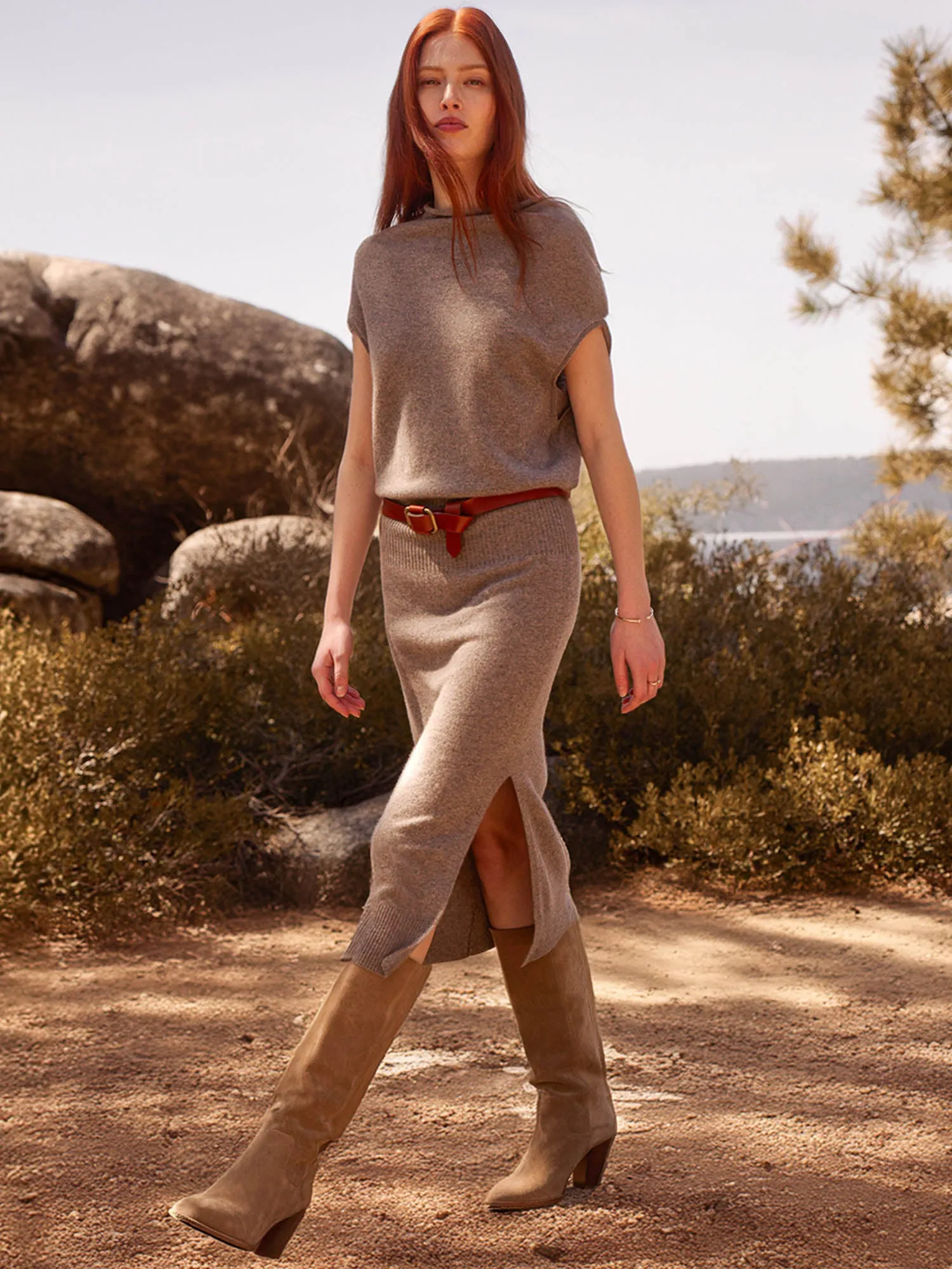 The Lori Sleeveless Cashmere Dress sold by Brochu Walker