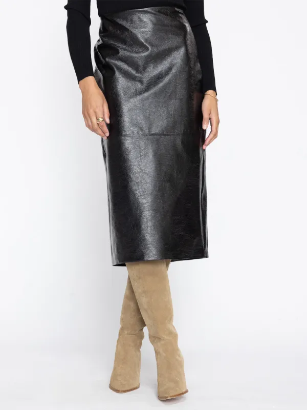 The Irene Vegan Leather Skirt sold by Brochu Walker