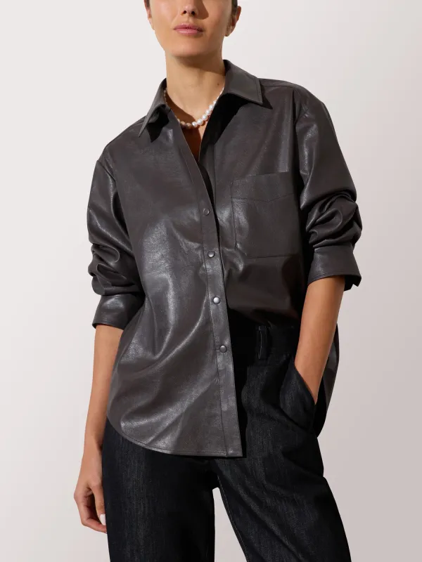 The Pia Vegan Leather Shirt sold by Brochu Walker