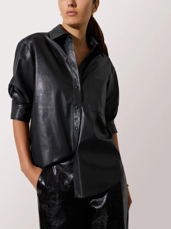 The Pia Vegan Leather Shirt sold by Brochu Walker