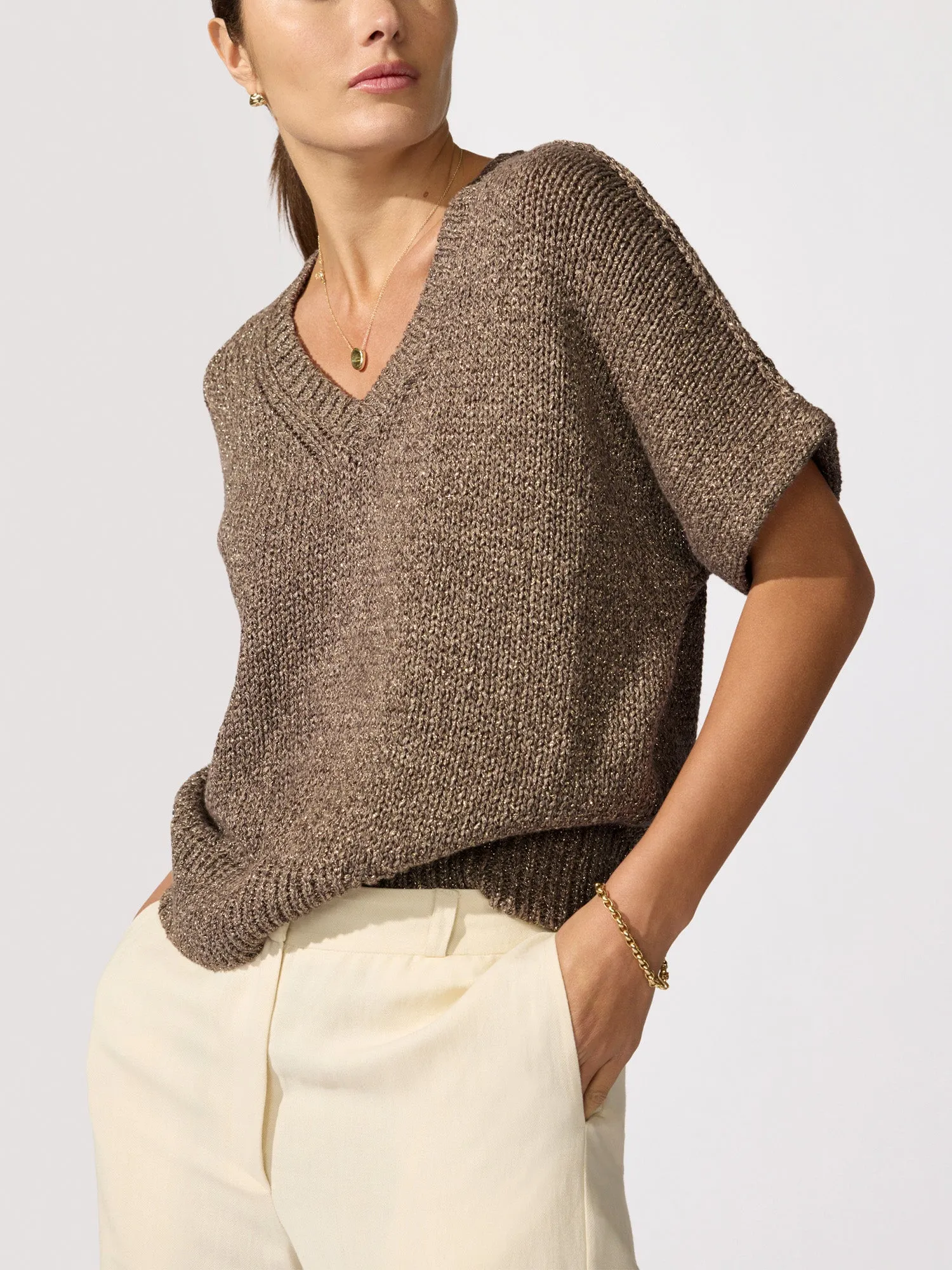 The Gaia Metallic Tee sold by Brochu Walker