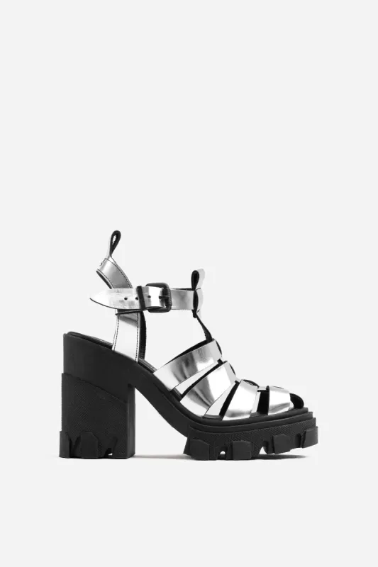 FURROW-SANDAL | black/silver sold by Bronx