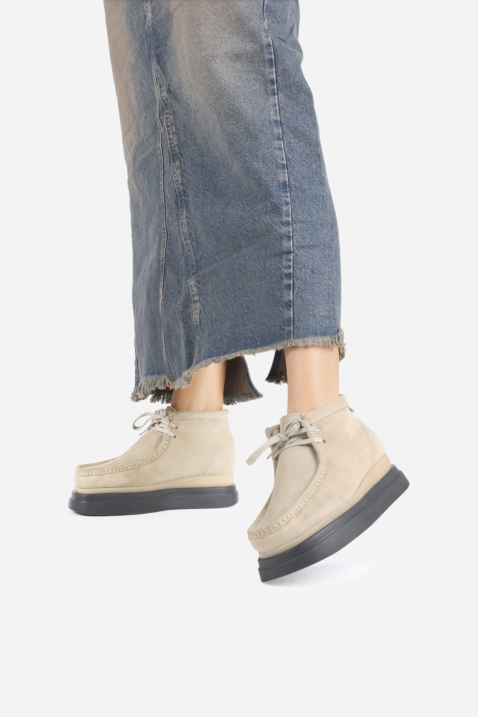 Lace Up Ankle Boot Chunky-Wondery | oatmilk sold by Bronx product image thumbnail 2