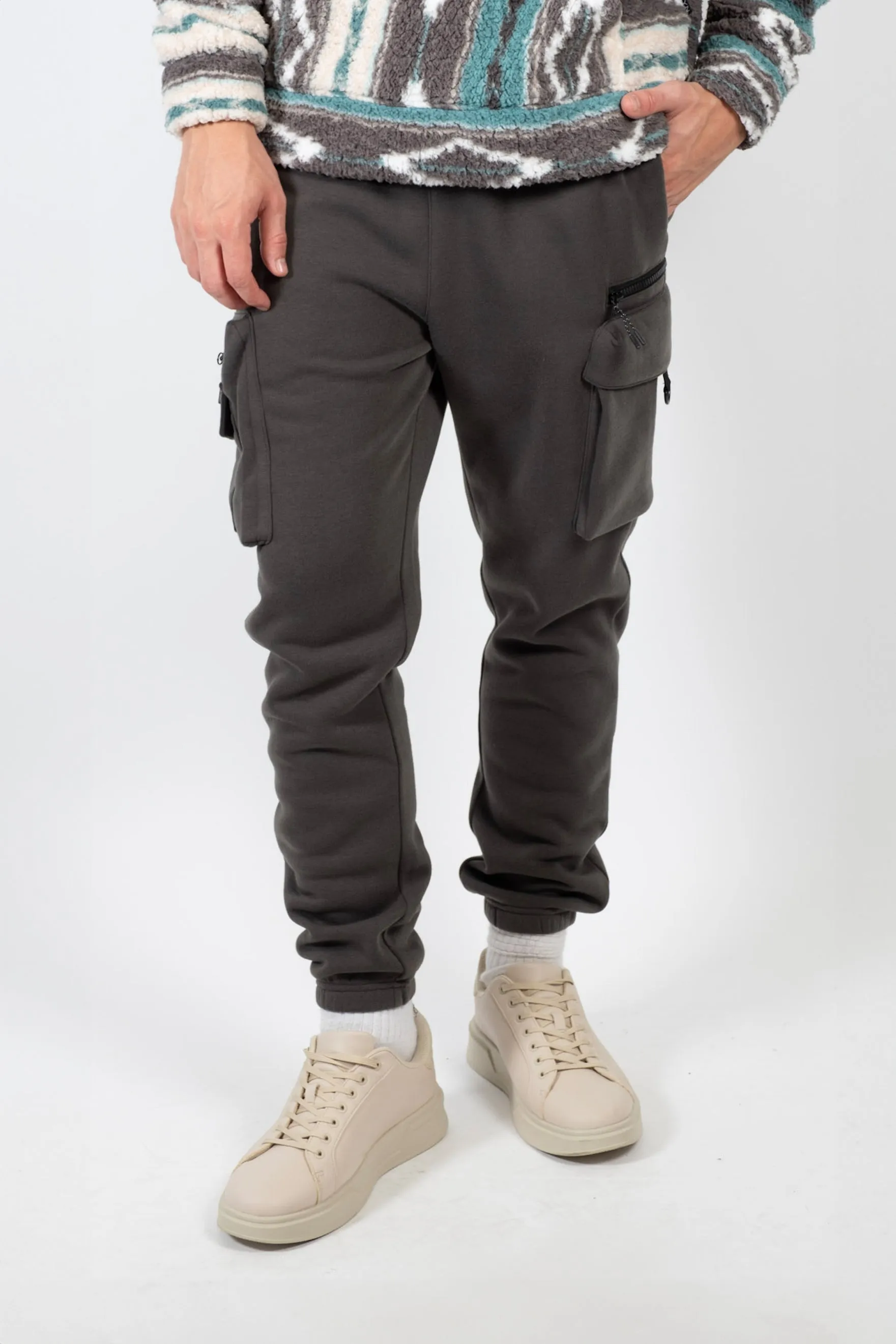 Zip Cargo Pocket Fleece Sweatpants sold by Brooklyn Cloth