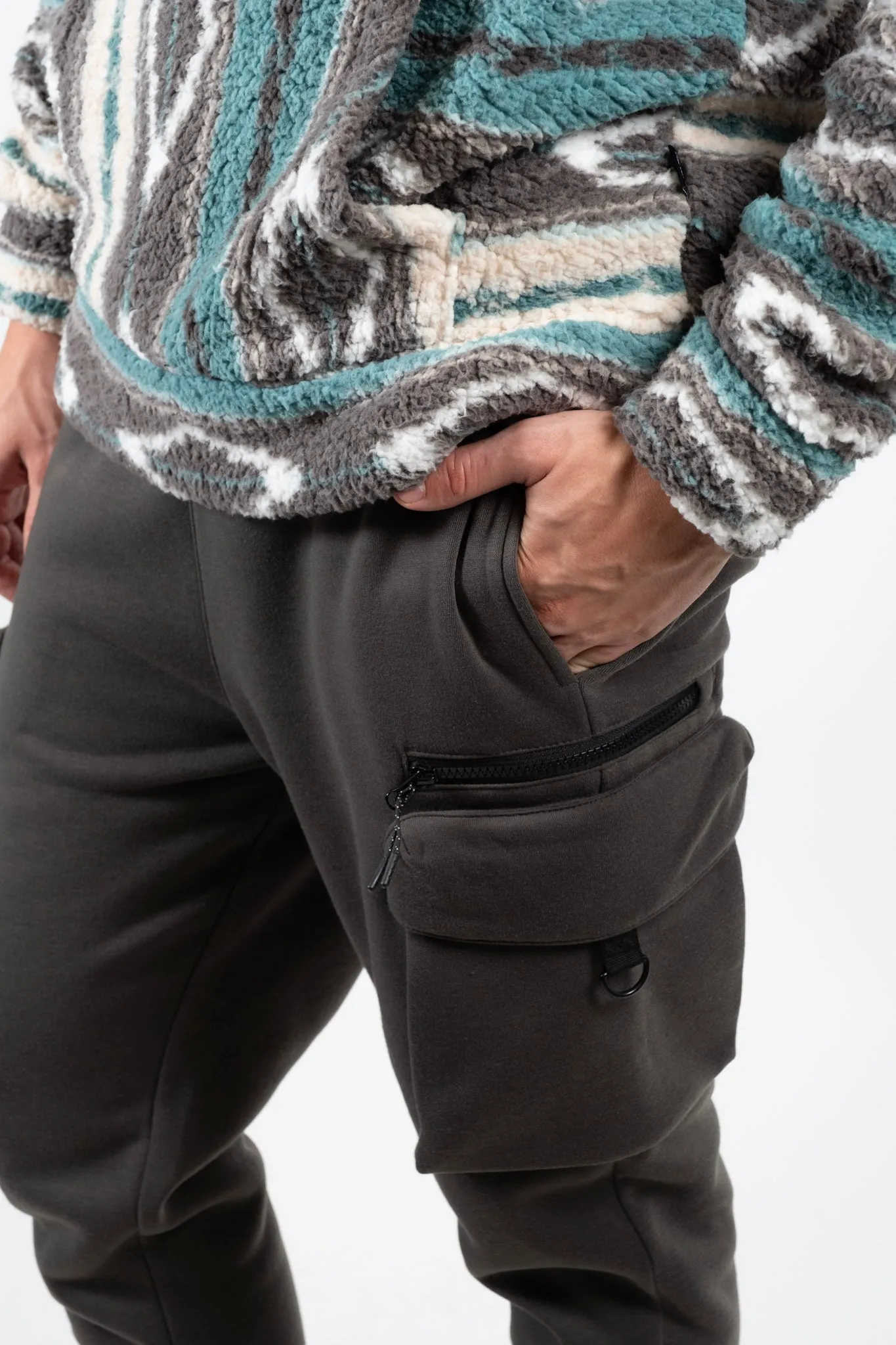 Zip Cargo Pocket Fleece Sweatpants sold by Brooklyn Cloth product image thumbnail 4
