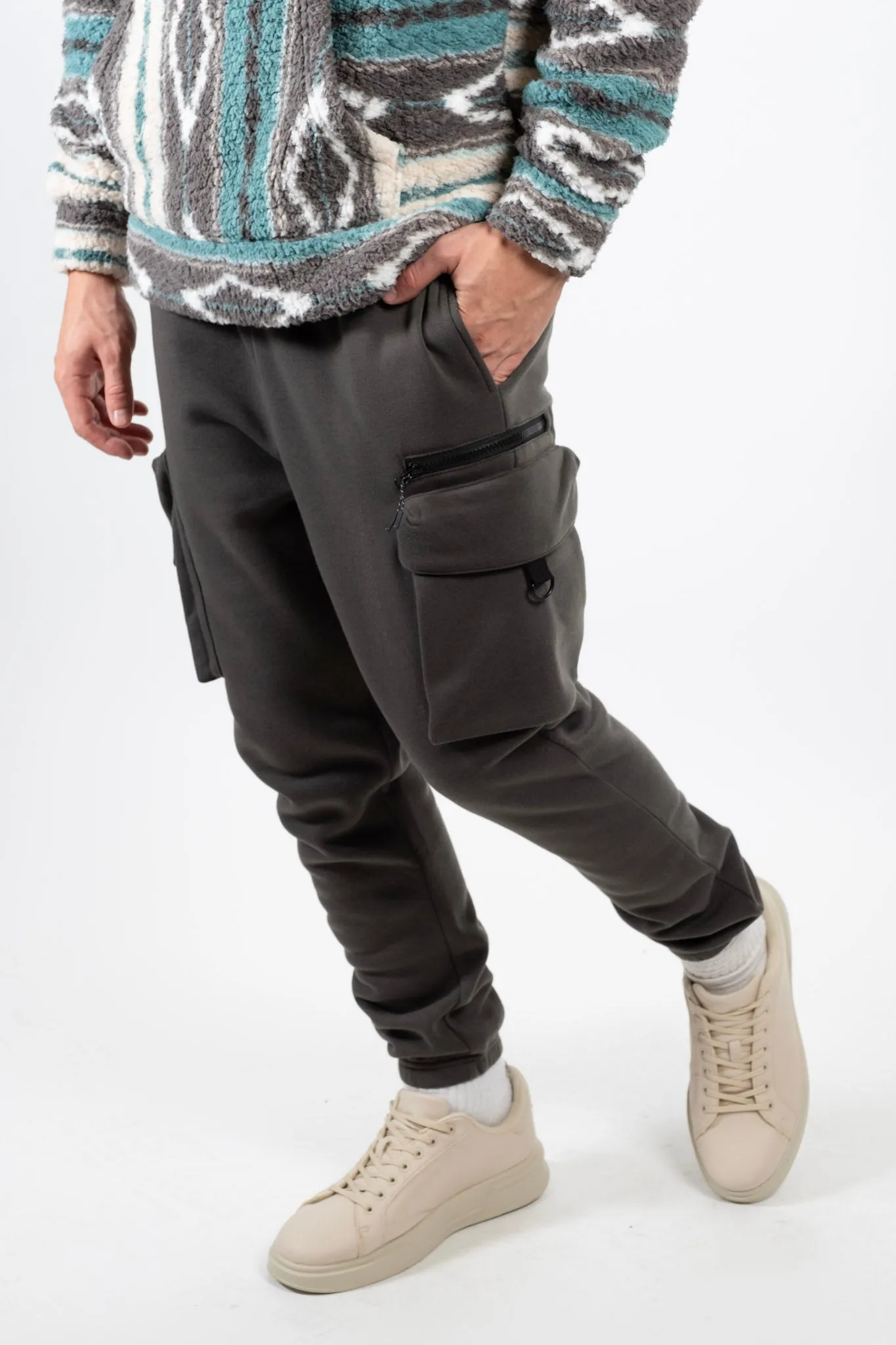 Zip Cargo Pocket Fleece Sweatpants sold by Brooklyn Cloth product image thumbnail 3