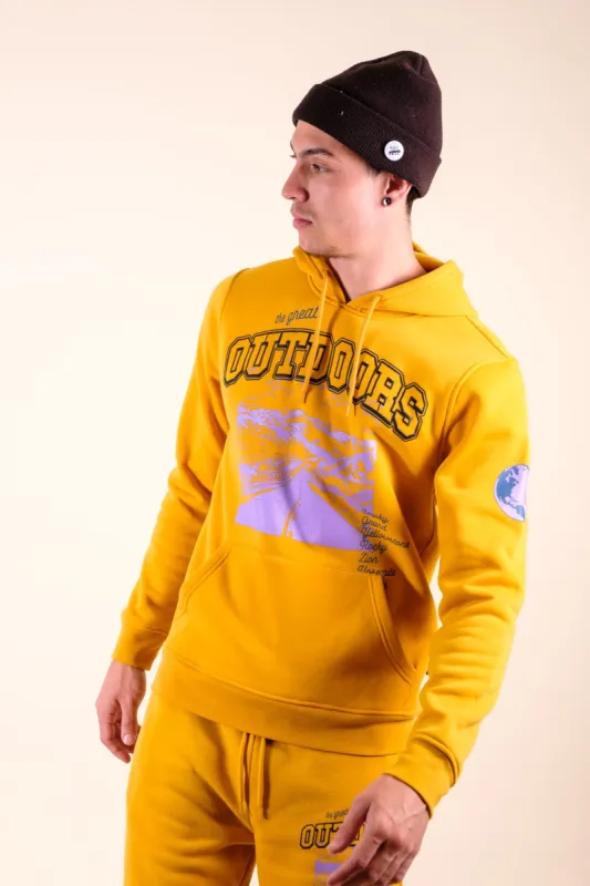 Mustard The Great Outdoors Fleece Hoodie sold by Brooklyn Cloth