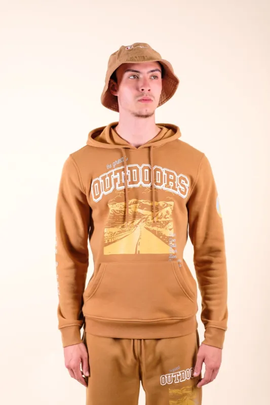 Tobacco The Great Outdoors Fleece Hoodie sold by Brooklyn Cloth