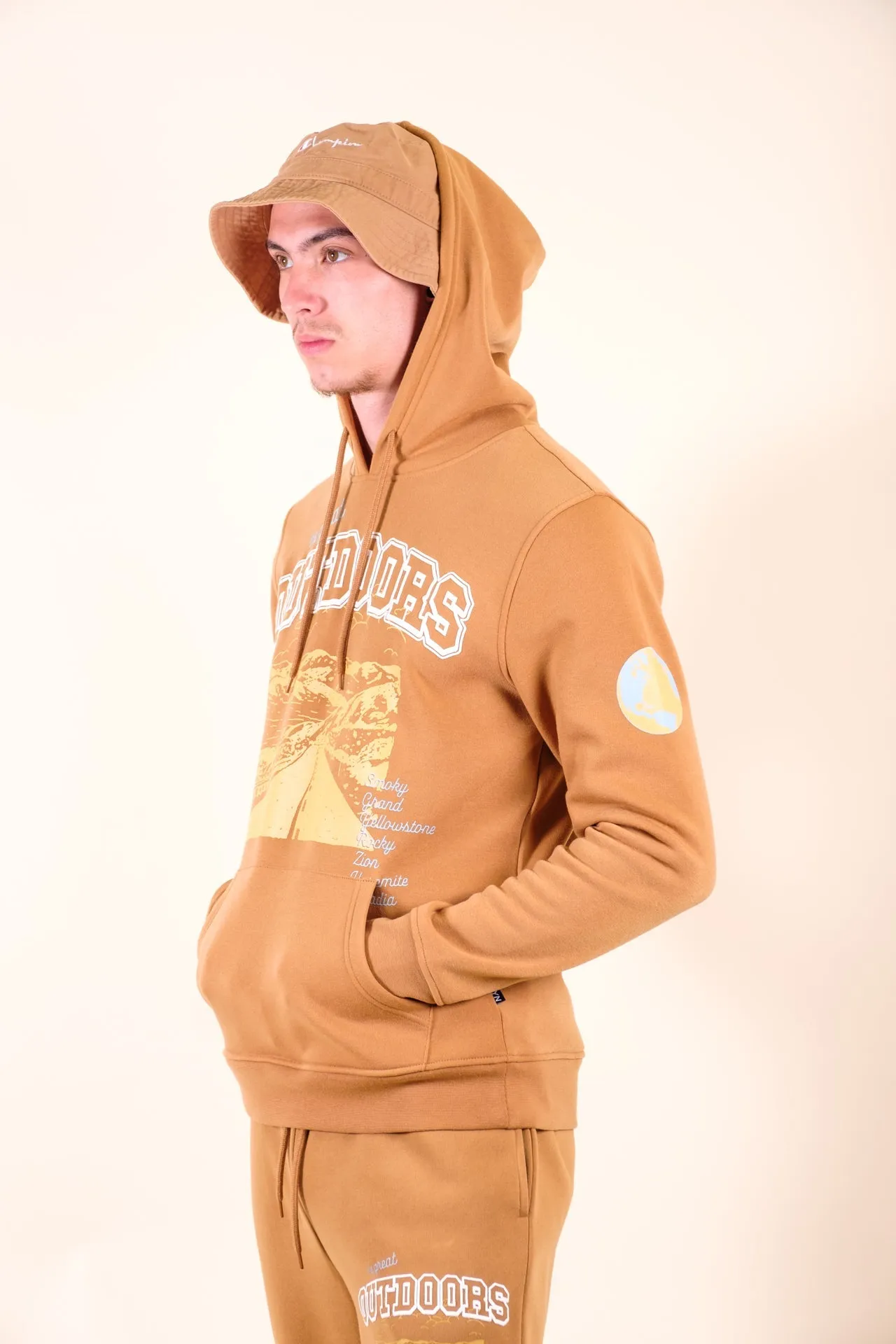 Tobacco The Great Outdoors Fleece Hoodie sold by Brooklyn Cloth product image thumbnail 4
