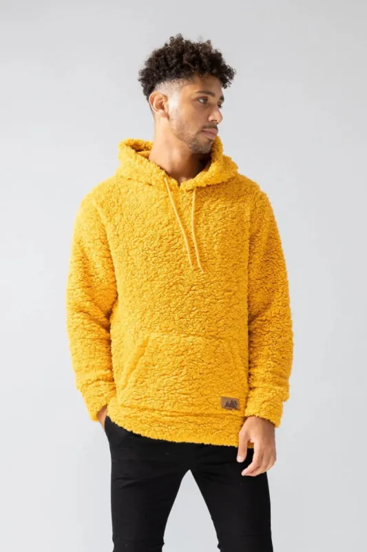 Mustard Sherpa Pullover Hoodie sold by Brooklyn Cloth