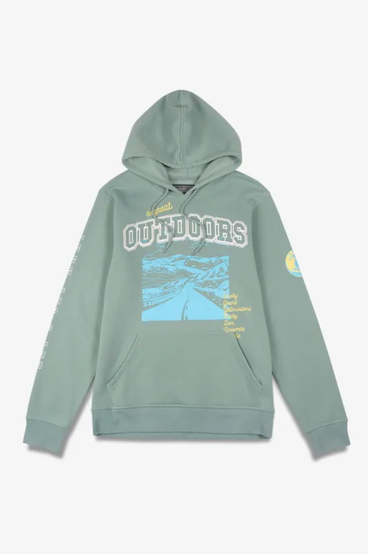 Soft Moss The Great Outdoors Fleece Hoodie sold by Brooklyn Cloth