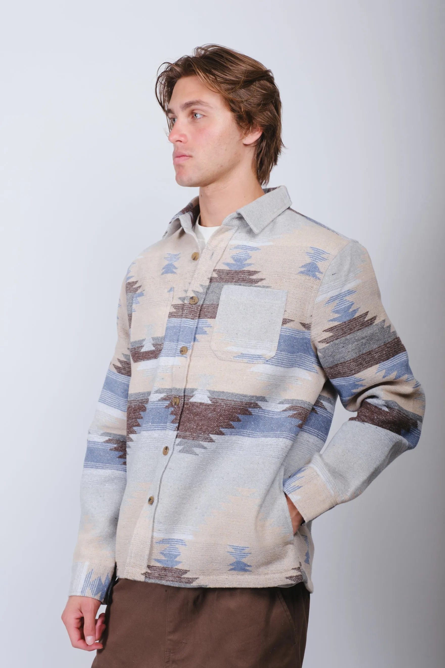 Boxy Exploded Aztec Jacquard Shacket sold by Brooklyn Cloth product image thumbnail 2