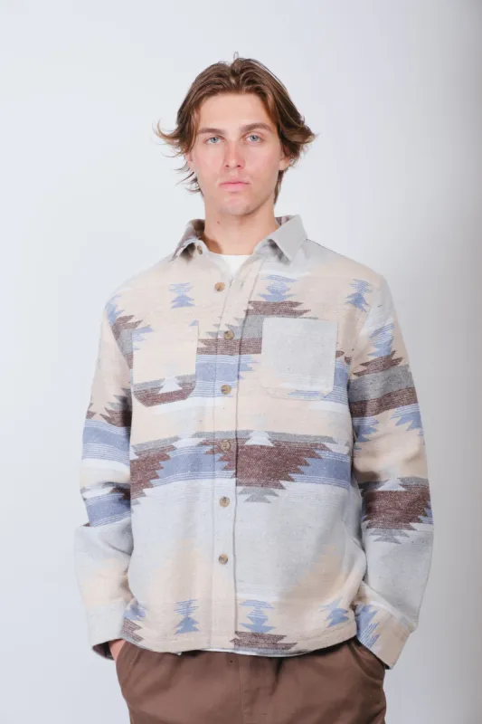 Boxy Exploded Aztec Jacquard Shacket sold by Brooklyn Cloth