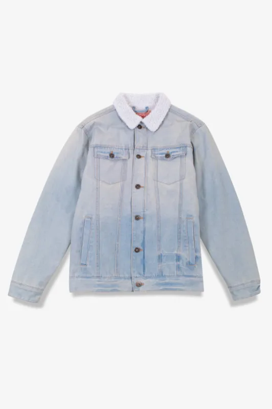 Light Stone Wash Denim Sherpa Jacket sold by Brooklyn Cloth