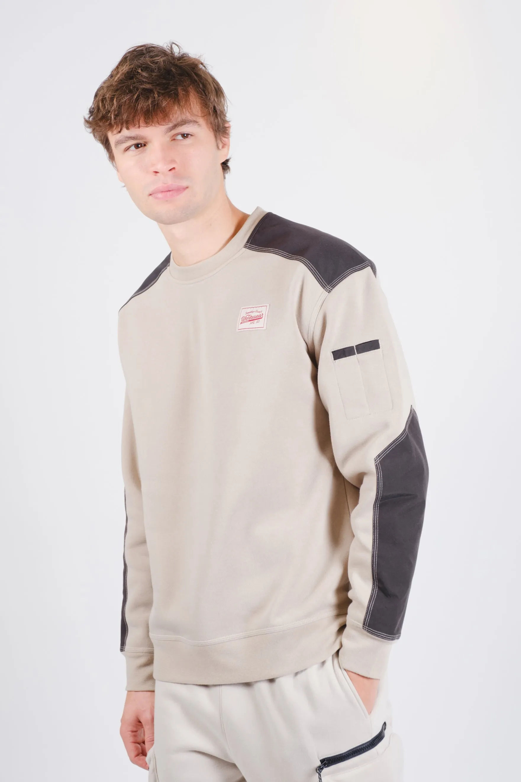 Workwear Blocked Fleece Crew sold by Brooklyn Cloth