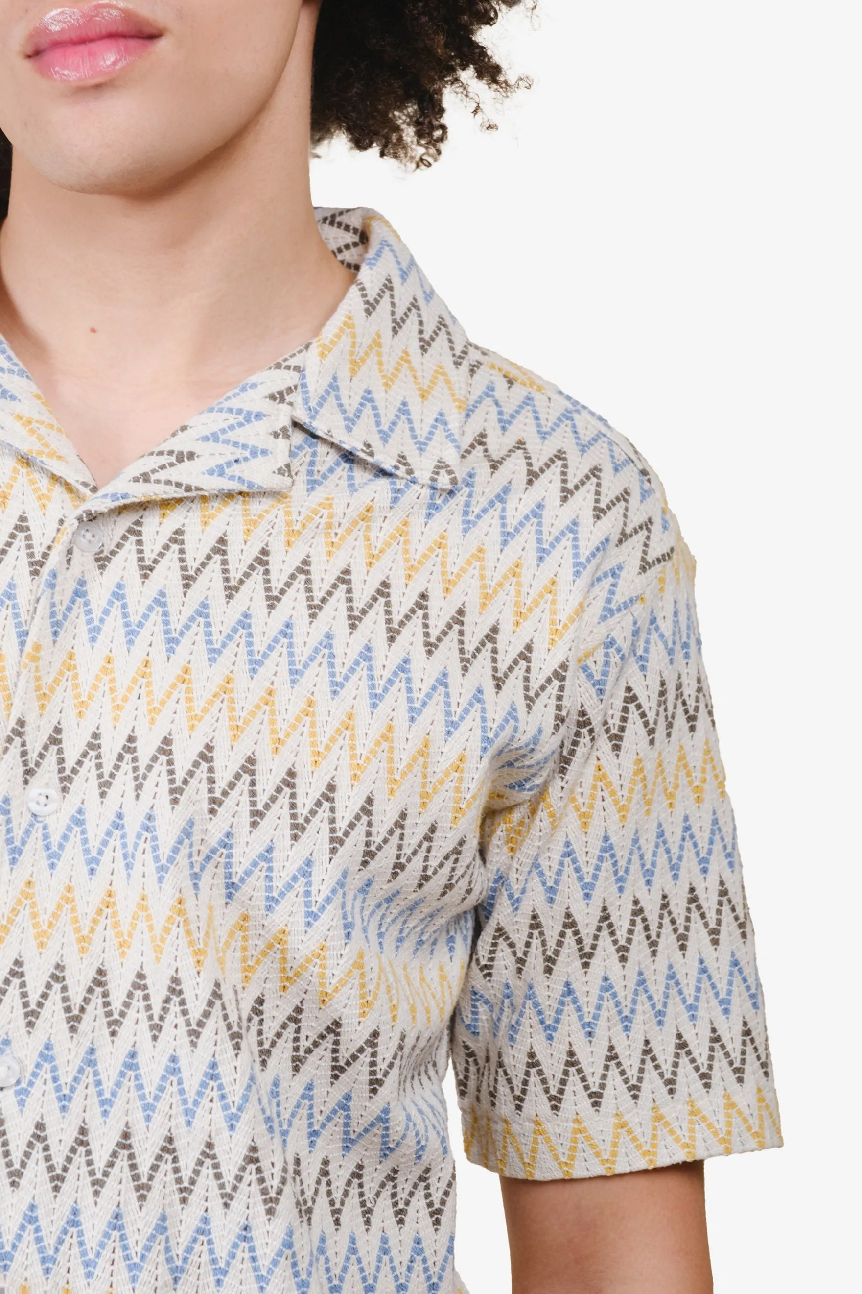 Zig Zag Knit Camp Collar Shirt sold by Brooklyn Cloth product image thumbnail 3