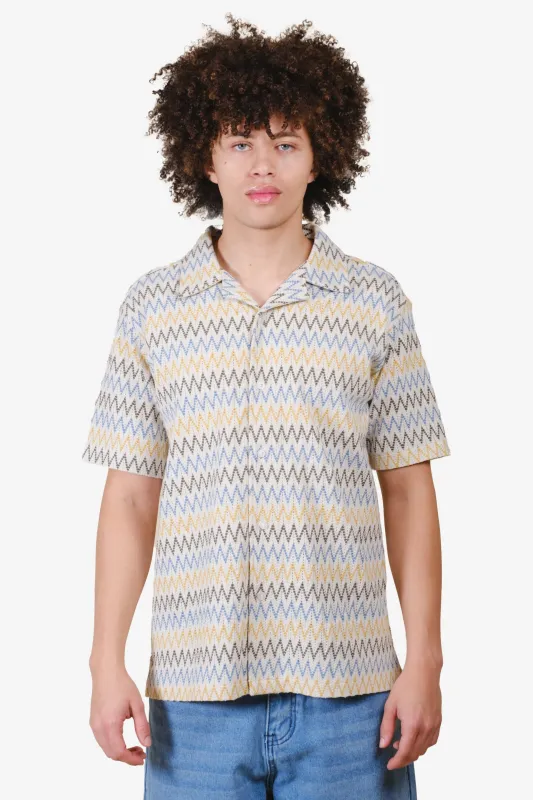 Zig Zag Knit Camp Collar Shirt sold by Brooklyn Cloth