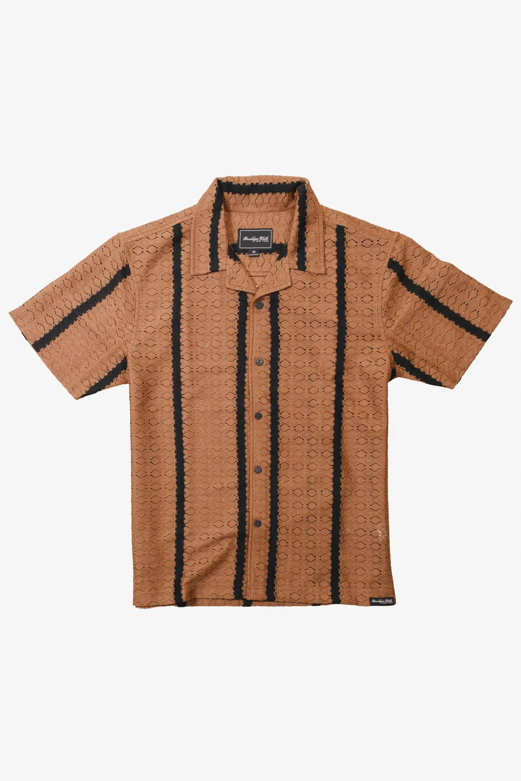 Jacquard Knit Vertical Stripe Camp Collar Shirt sold by Brooklyn Cloth product image thumbnail 2