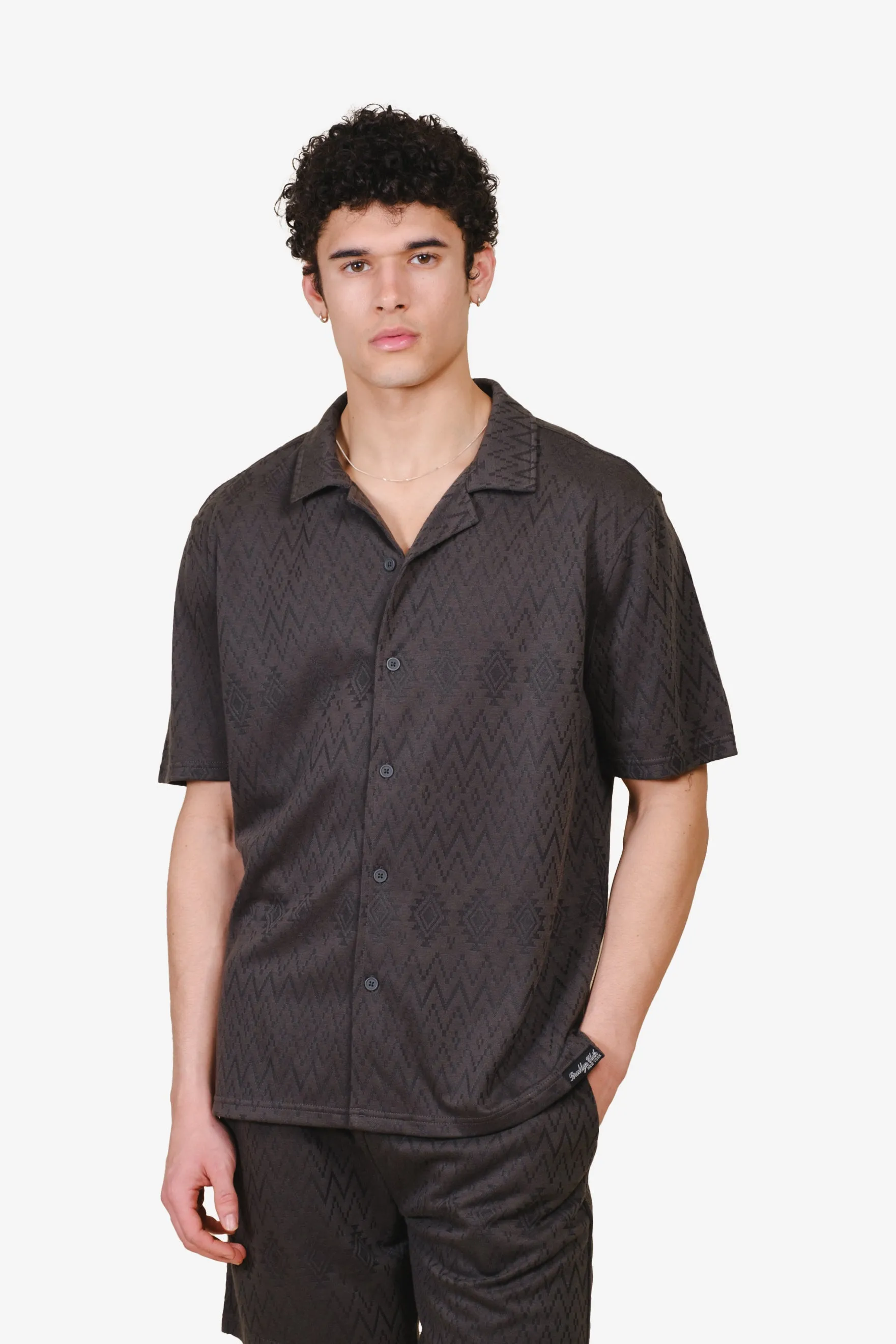 Aztec Jacquard Knit Shirt sold by Brooklyn Cloth
