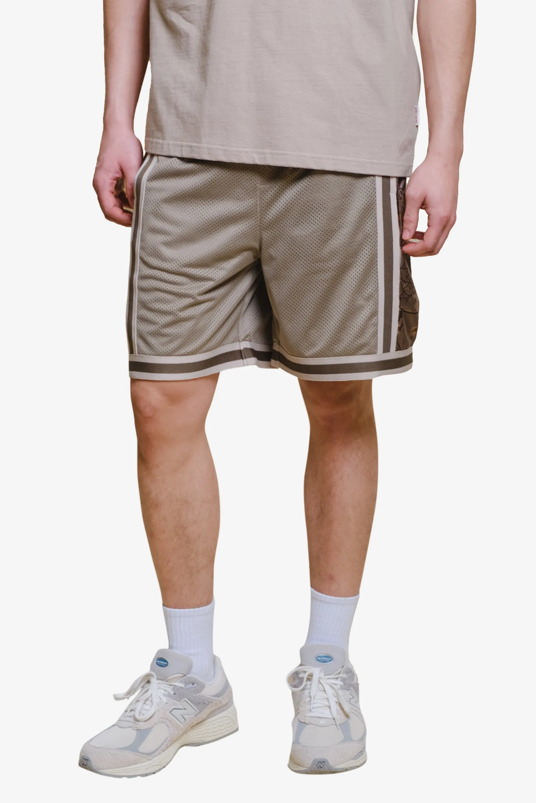 Camo Paneled Mesh Shorts sold by Brooklyn Cloth