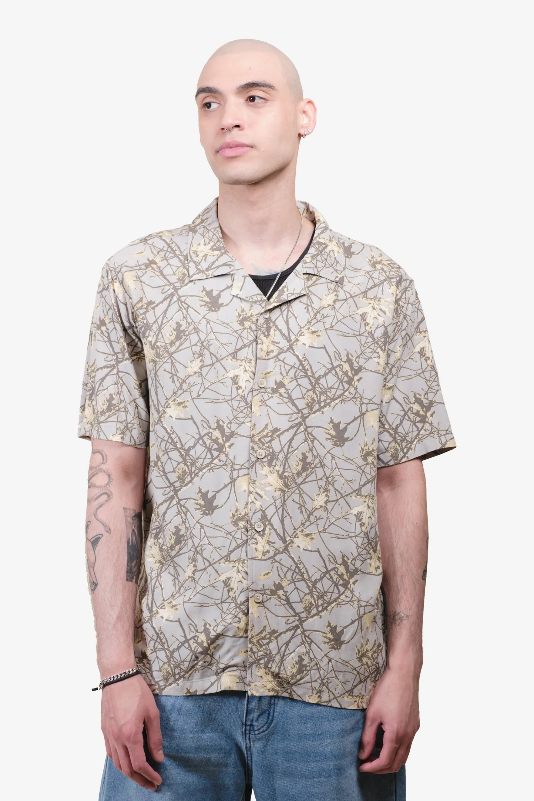 Camo Rayon Camp Shirt sold by Brooklyn Cloth