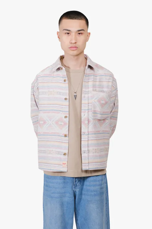 Boxy Baja Blanket Jacquard Shacket sold by Brooklyn Cloth