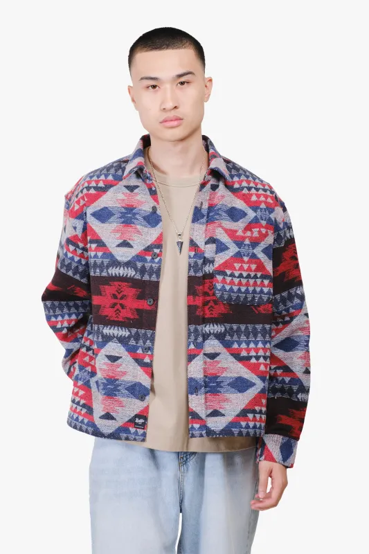 Boxy Native Diamond Stripe Jacquard Shacket sold by Brooklyn Cloth