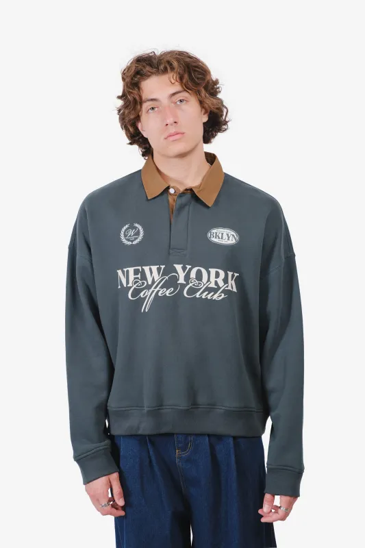 NY Coffee Club Rugby Fleece sold by Brooklyn Cloth