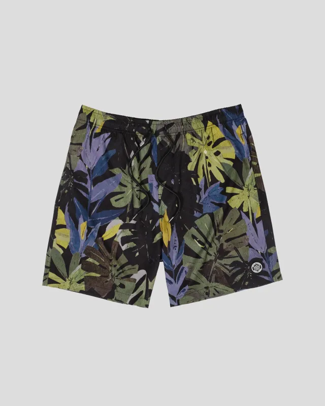 7" Painted Leaves Swim Short made by Brooklyn Cloth