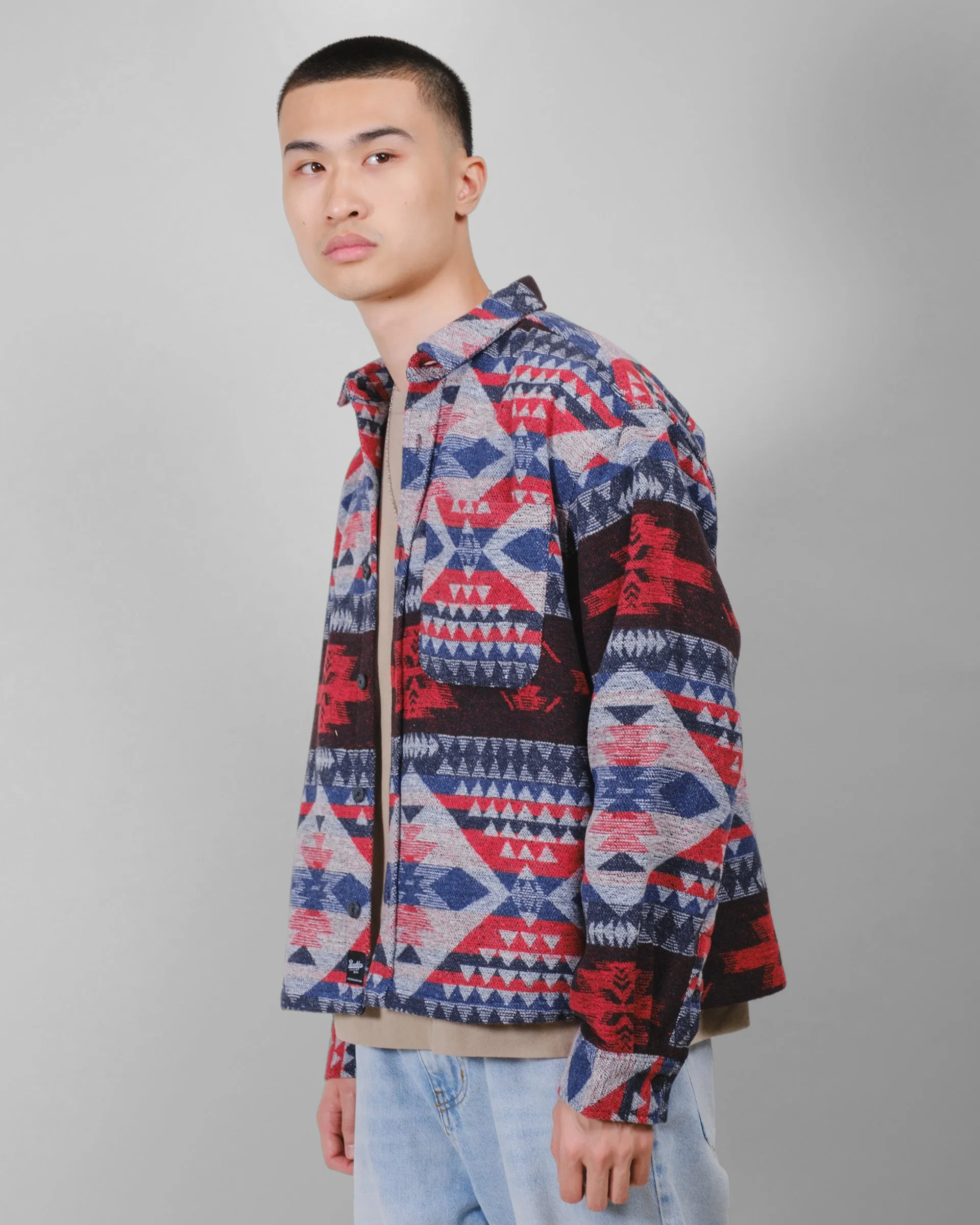 Boxy Native Diamond Stripe Jacquard Shacket sold by Brooklyn Cloth product image thumbnail 2