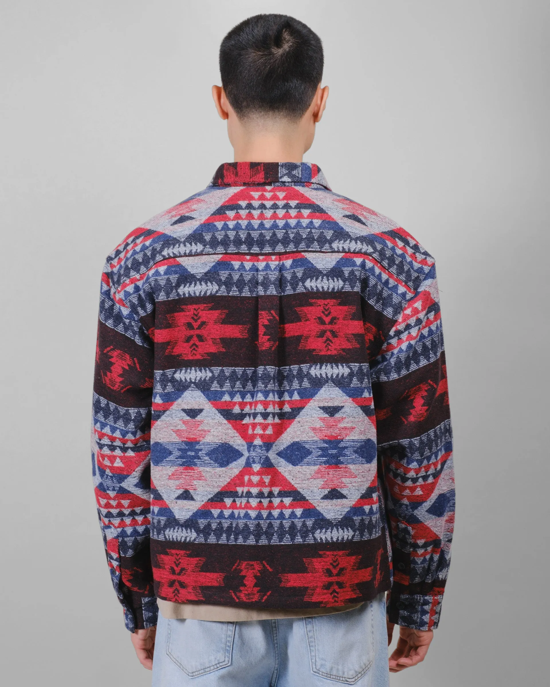Boxy Native Diamond Stripe Jacquard Shacket sold by Brooklyn Cloth product image thumbnail 3