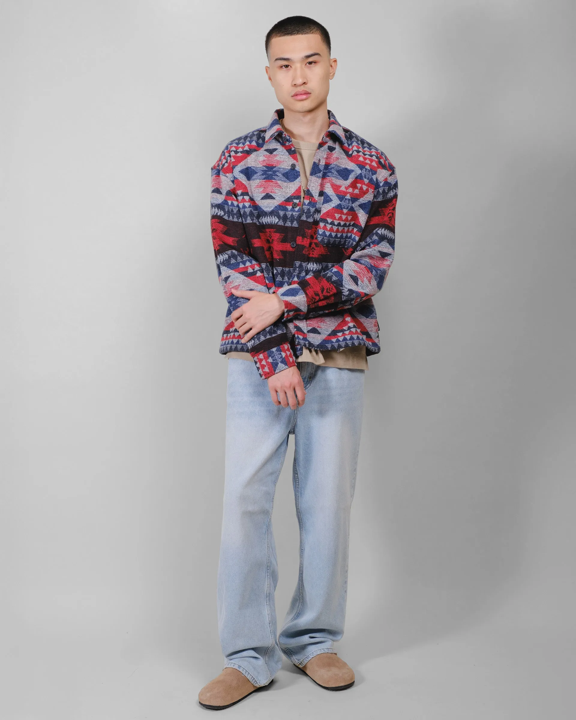 Boxy Native Diamond Stripe Jacquard Shacket sold by Brooklyn Cloth product image thumbnail 4
