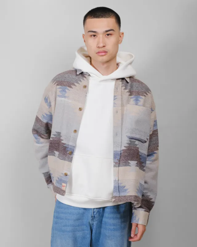 Boxy Exploded Aztec Jacquard Shacket made by Brooklyn Cloth