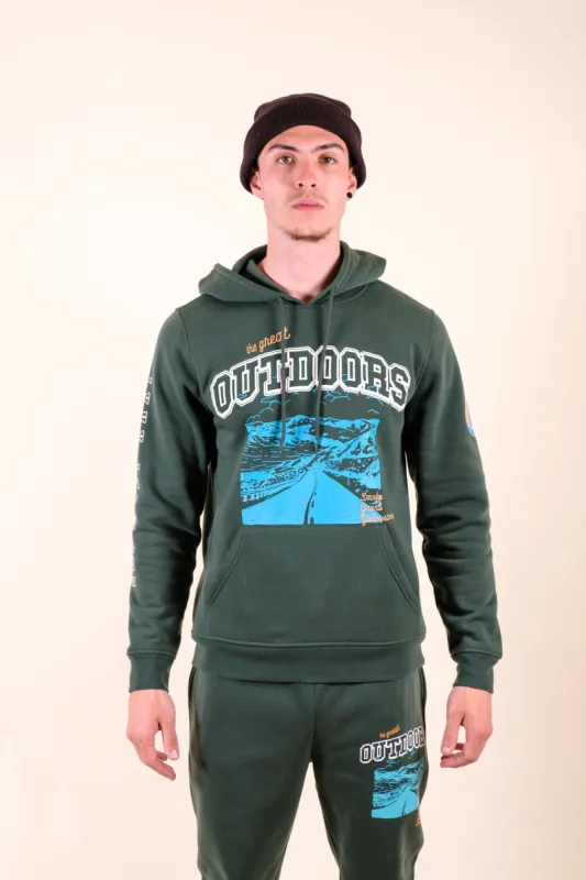 Hunter Green The Great Outdoors Fleece Hoodie sold by Brooklyn Cloth