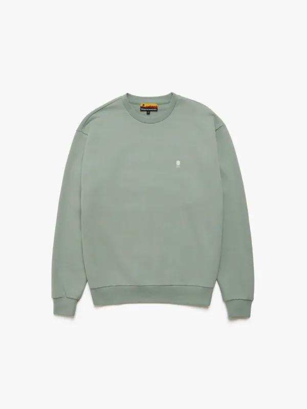 Men's Water Tower Crew Neck Sweatshirt in Green Milieu sold by Brooklyn Industries