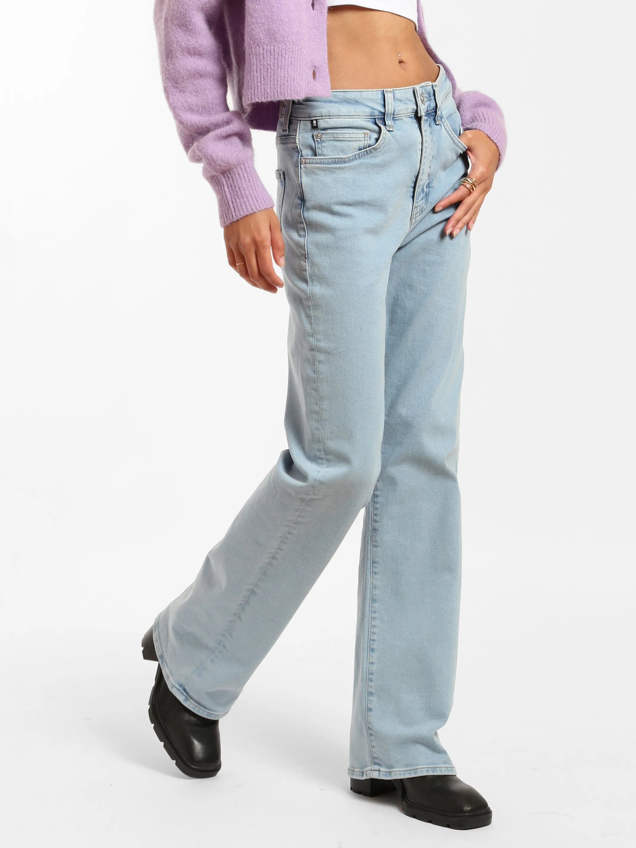 Park High Rise Wide Leg Jeans in Bleached Denim sold by Brooklyn Industries