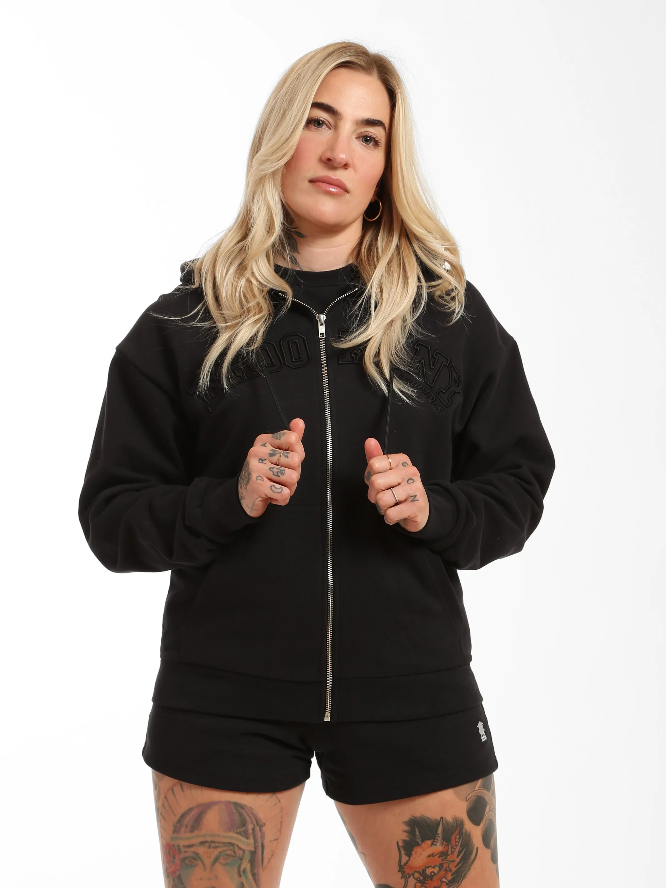Women's "Brooklyn NY" Zip-Up Hoodie in Black sold by Brooklyn Industries product image thumbnail 3