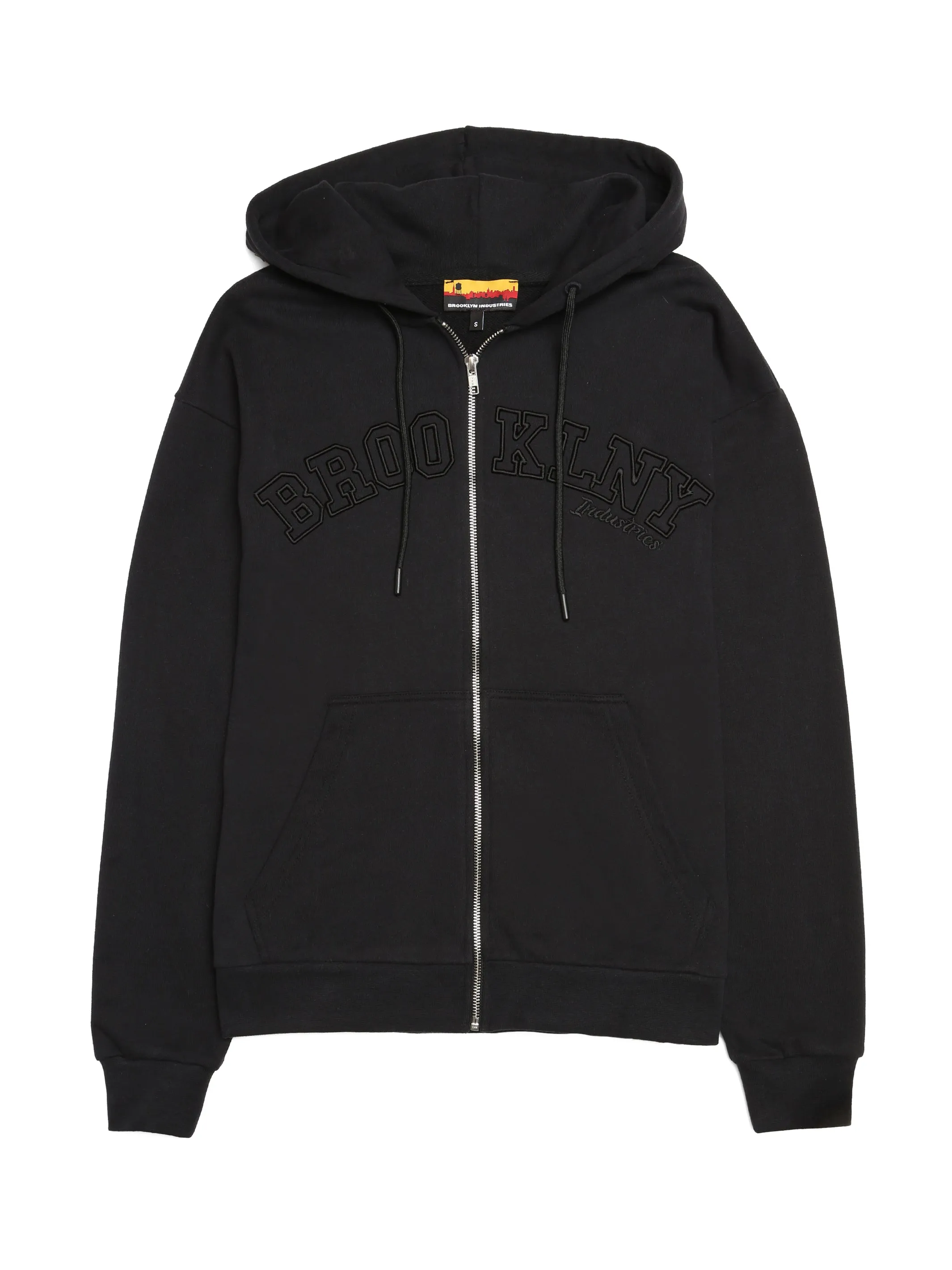 Women's "Brooklyn NY" Zip-Up Hoodie in Black sold by Brooklyn Industries