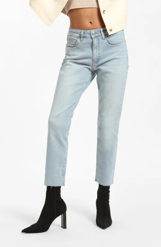 Court High Rise Cropped Straight Leg Jeans in Bleached Denim sold by Brooklyn Industries