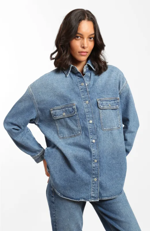 Ocean Denim Shirt in Blue Denim sold by Brooklyn Industries