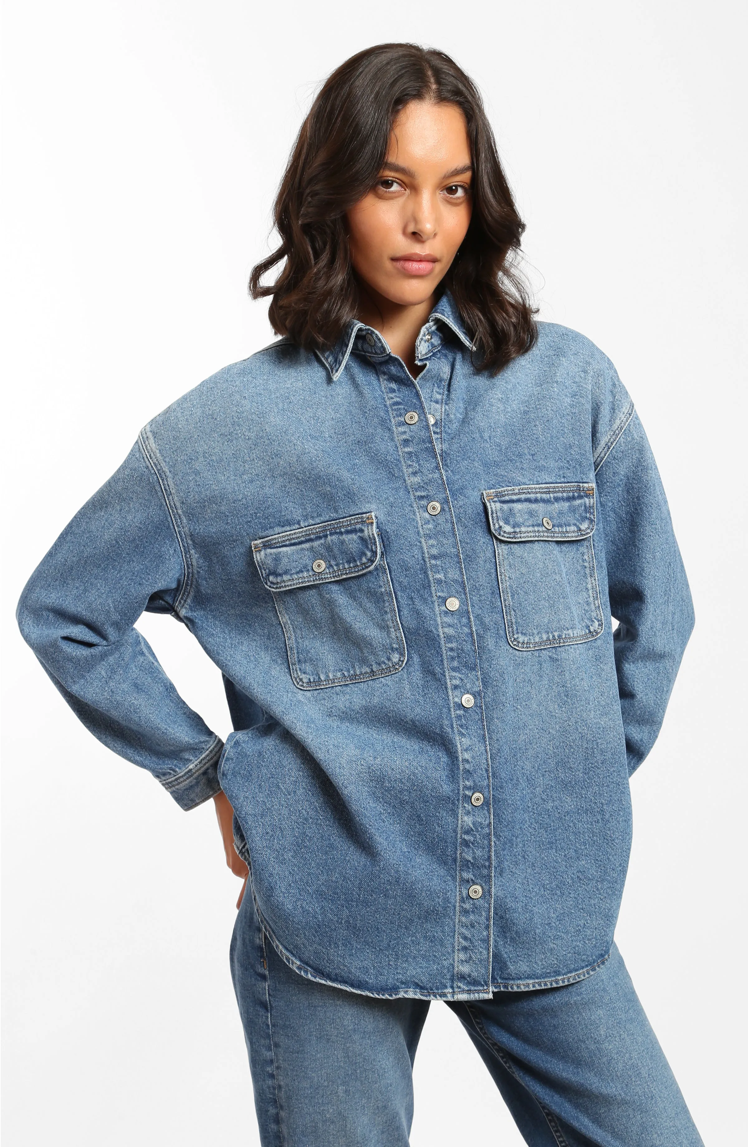 Ocean Denim Shirt in Blue Denim sold by Brooklyn Industries