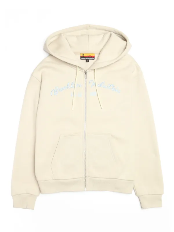 Women's BKI 1998 Zip Up Hoodie in Silver Birch sold by Brooklyn Industries