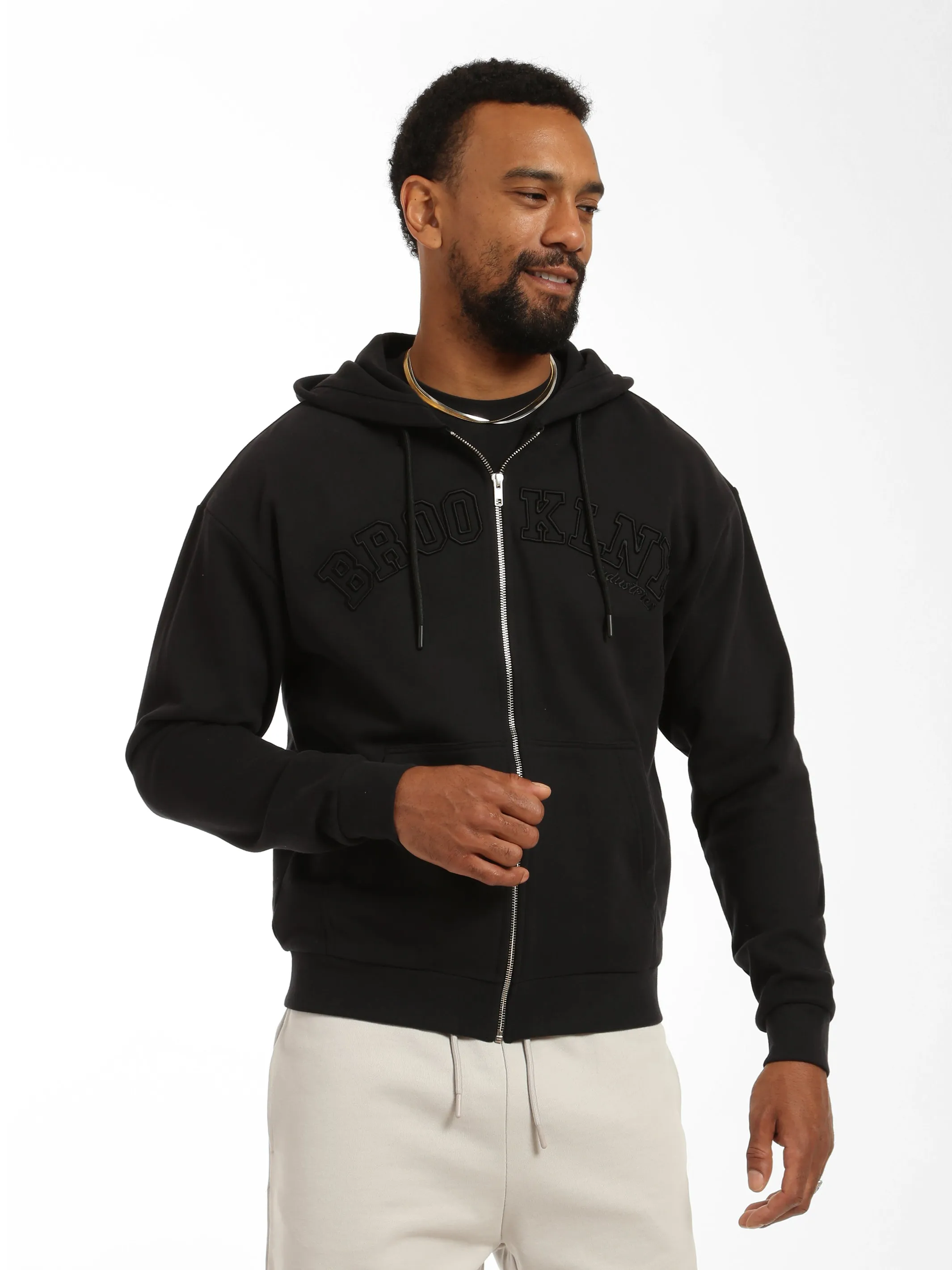 Men's "Brooklyn NY" Zip-Up Hoodie in Black sold by Brooklyn Industries product image thumbnail 3